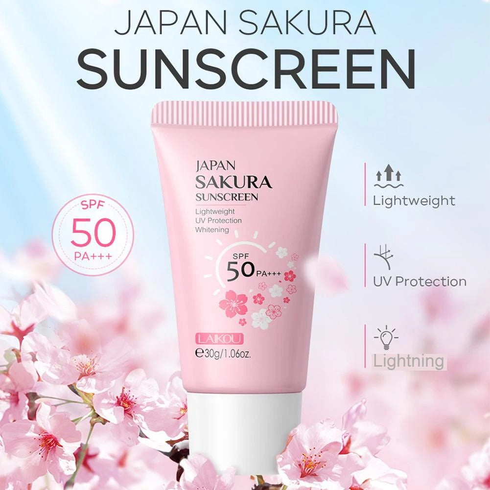 Sakura SPF50 Sunscreen Cream – Brightening, Moisturizing UV Skin Protector.