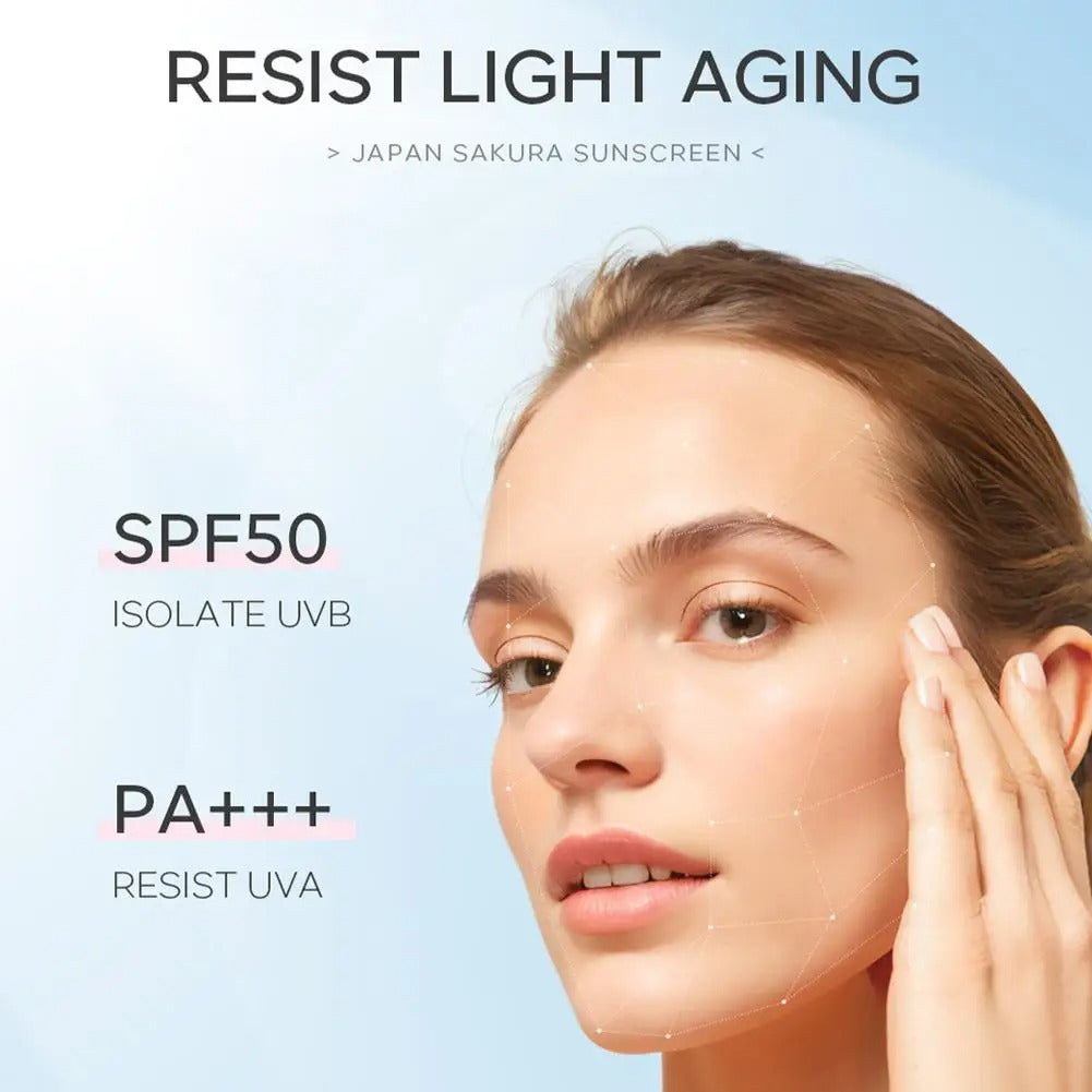 Sakura SPF50 Sunscreen Cream – Brightening, Moisturizing UV Skin Protector.