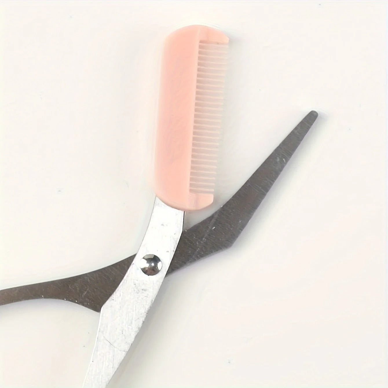 Pink Eyebrow Scissors with Comb - Stainless Steel