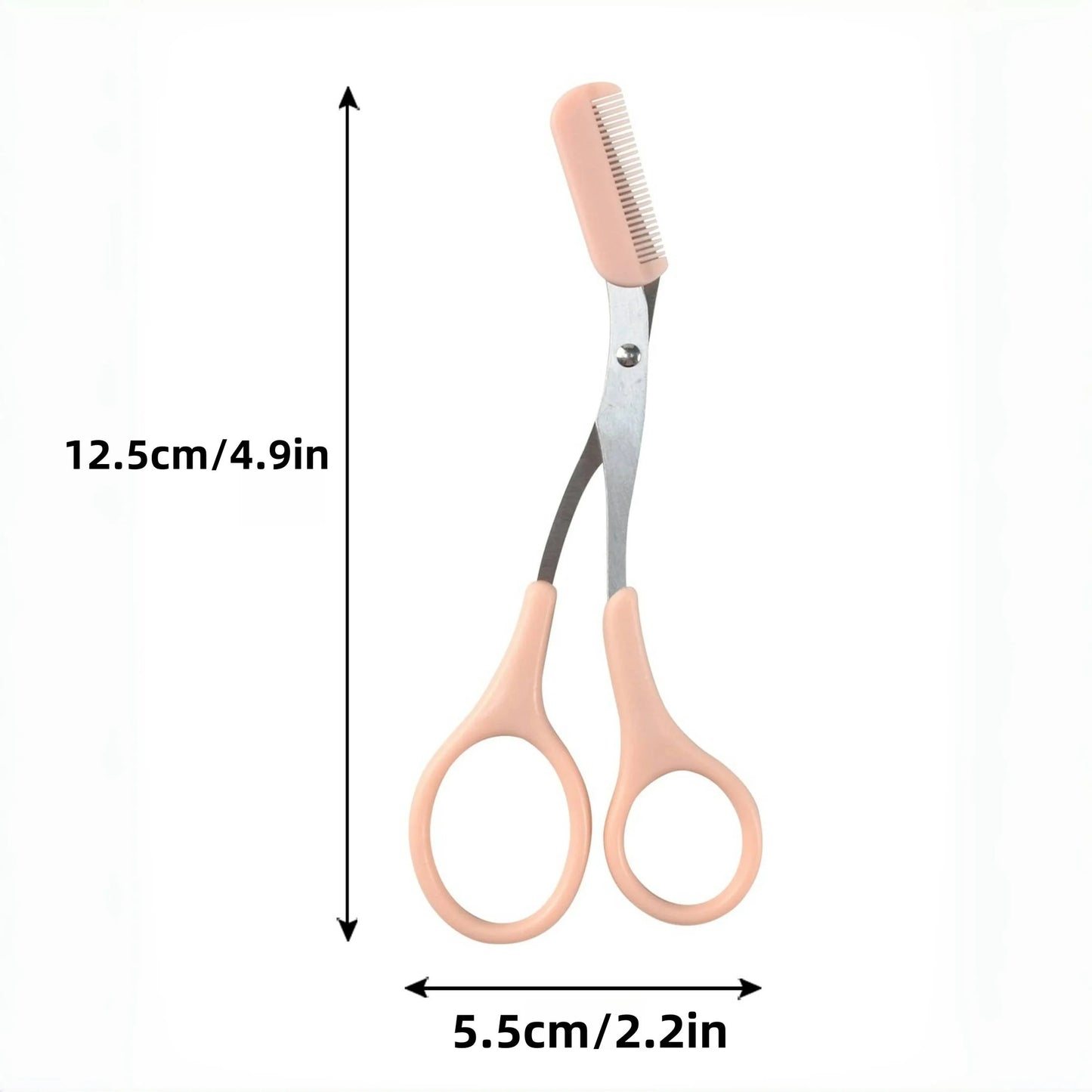 Pink Eyebrow Scissors with Comb - Stainless Steel