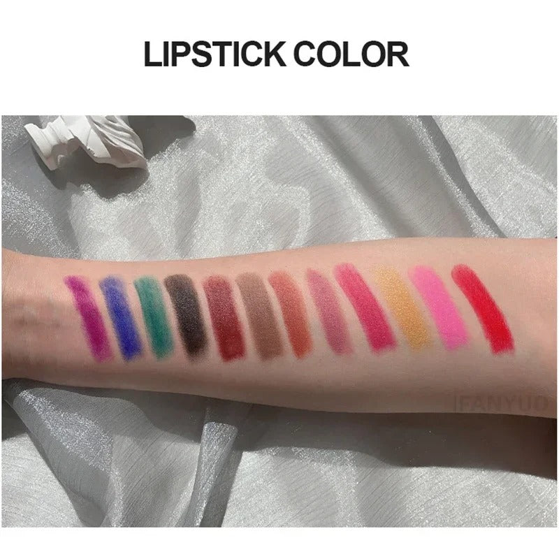 12 Colors Matte Waterproof Lipstick – Long-Lasting Velvet Makeup.